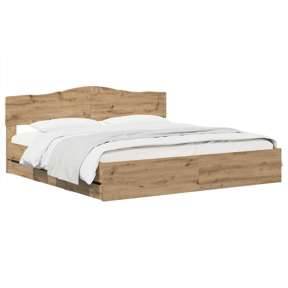 vidaXL Bed Frame with Storage and Headboard Artisan Oak 180 x 200 cm afbeelding 1
