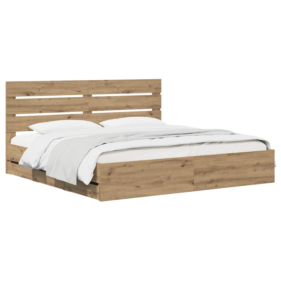 vidaXL Bed Frame with Storage and Headboard Artisan Oak 180 x 200 cm afbeelding 1