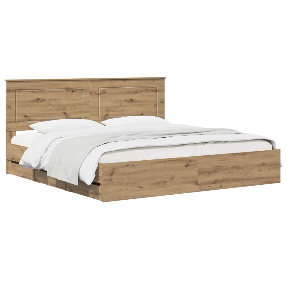 vidaXL Bed Frame with Storage and Headboard Artisan Oak 180 x 200 cm afbeelding 1