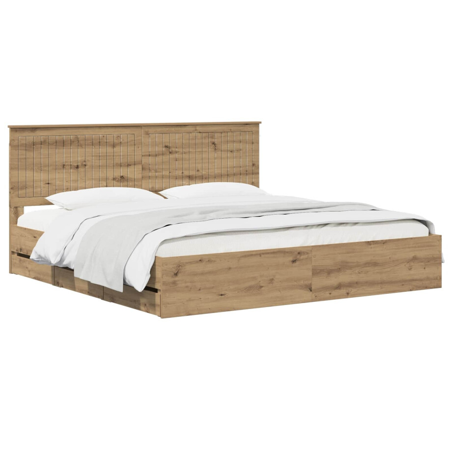 vidaXL Bed Frame with Storage and Headboard Artisan Oak 180 x 200 cm afbeelding 1