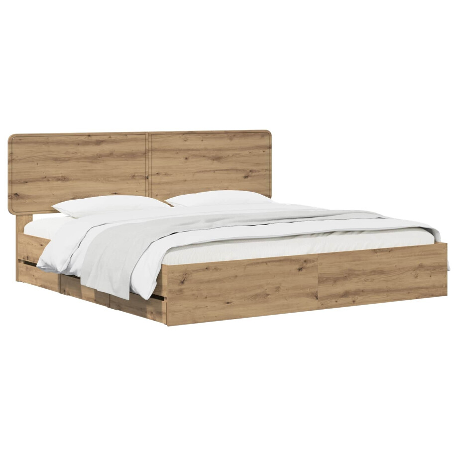vidaXL Bed Frame with Storage and Headboard Artisan Oak 180 x 200 cm afbeelding 1