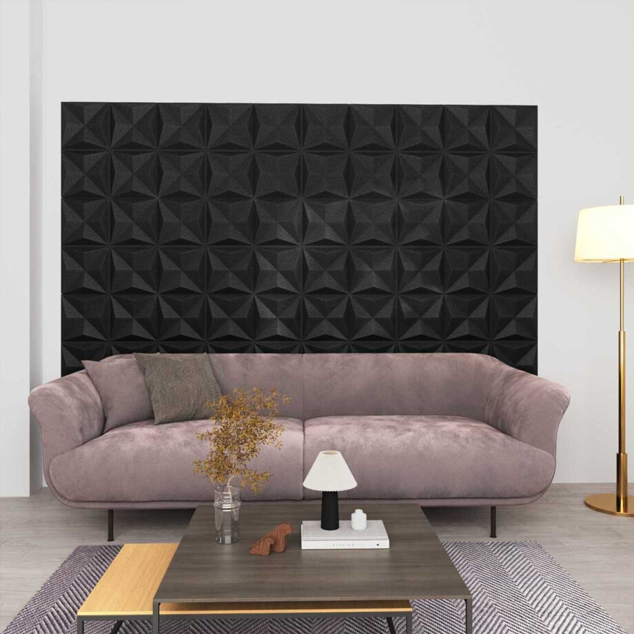 vidaXL Wandpanelen 24 pcs Origami Zwart 50 x 50 cm XPS Schuim afbeelding 1