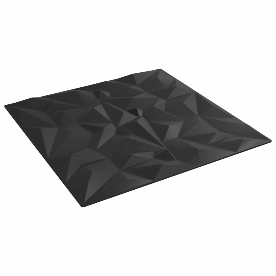 vidaXL Wandpanelen 48 pcs Zwart 50 x 50 cm XPS Schuim afbeelding 1