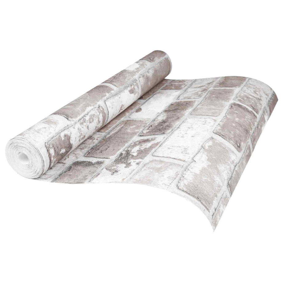 vidaXL 3D Vast Behang Gestreept Baksteen 10 x 0,53 m Non-Woven Stof afbeelding 1