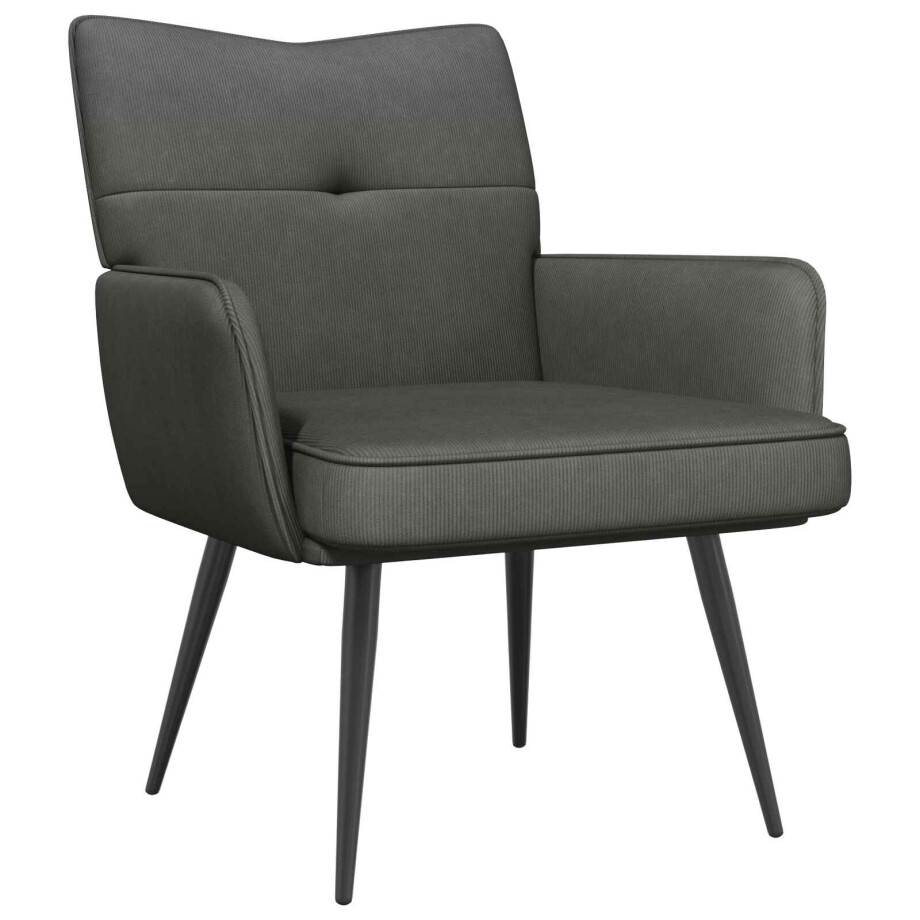 vidaXL Fauteuil Donkergrijs Corduroystof afbeelding 1