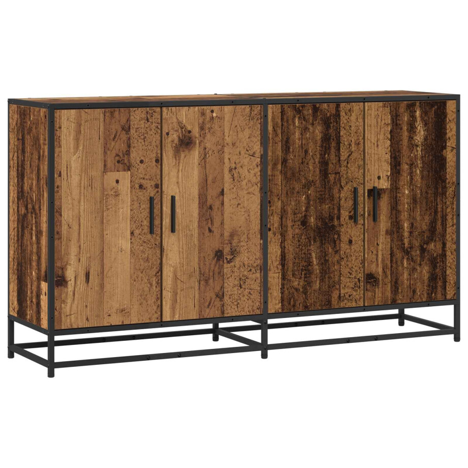 vidaXL Dressoir Oud hout 134 x 35 x 76 cm Bewerkt hout afbeelding 1