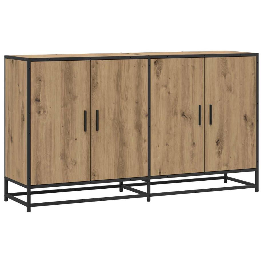 vidaXL Dressoir Artisanaal eiken 134 x 35 x 76 cm Bewerkt hout afbeelding 1