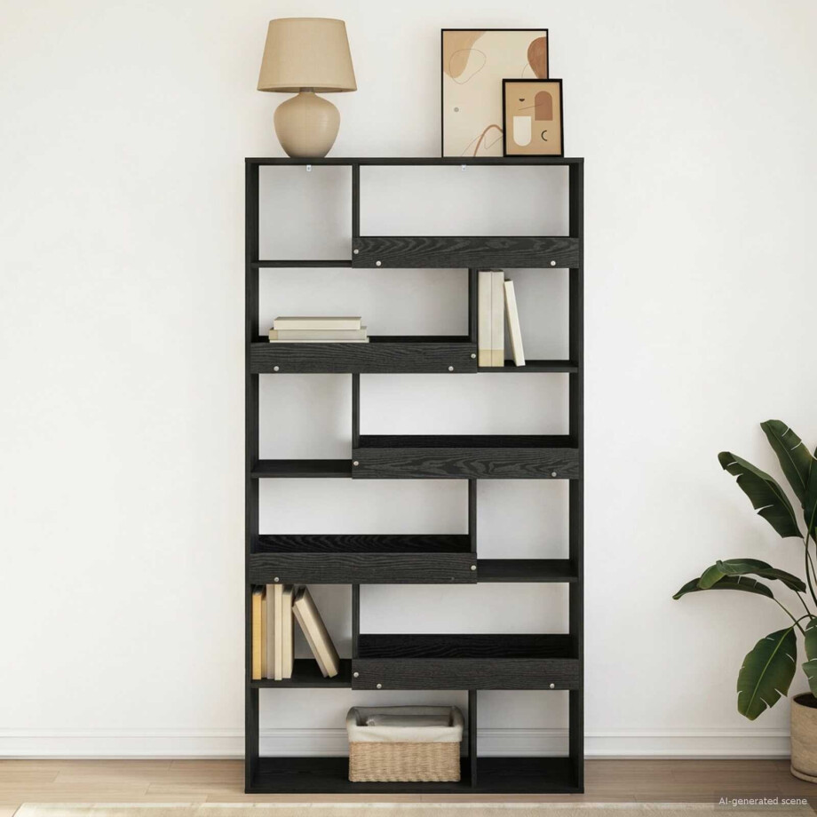 vidaXL Boekenplank 100 x 33 x 156,5 cm Bewerkt hout Zwart eiken vidaXL Boekenplank 100 x 33 x 156,5 cm Bewerkt hout Zwart eiken afbeelding 1