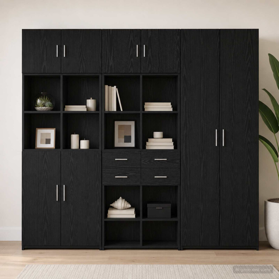 vidaXL Opbergkast met Planken Zwart eiken 70 x 42,5 x 225 cm vidaXL Opbergkast met Planken Zwart eiken 70 x 42,5 x 225 cm afbeelding 1