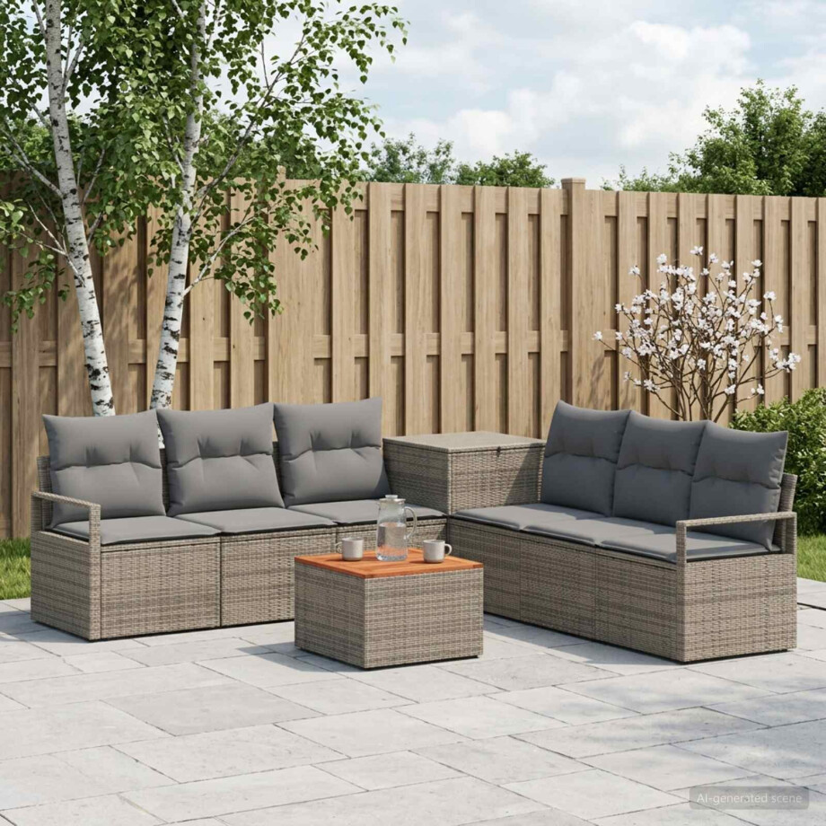 vidaXL Bankstel 8 st Grijs en Donkergrijs Poly Rattan en Staal vidaXL Bankstel 8 st Grijs en Donkergrijs Poly Rattan en Staal afbeelding 1