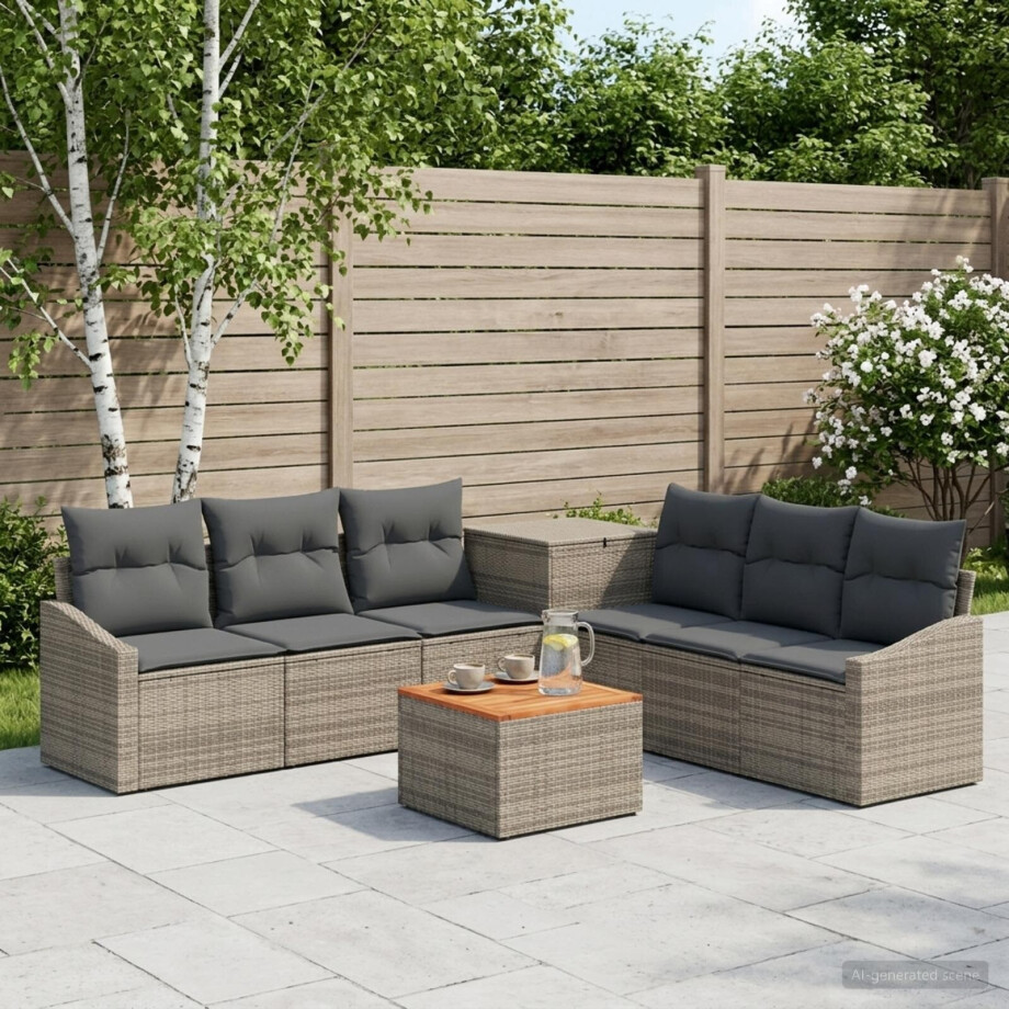 vidaXL Bankstel 8 st Grijs en Donkergrijs Poly Rattan en Staal vidaXL Bankstel 8 st Grijs en Donkergrijs Poly Rattan en Staal afbeelding 1