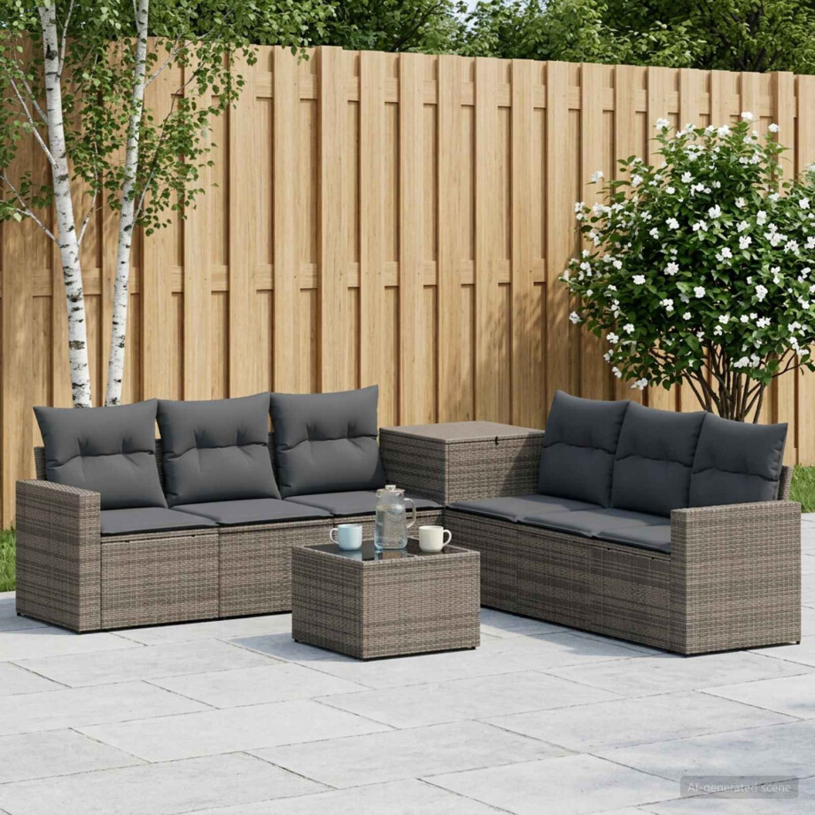 vidaXL Bankstel 8 st Grijs en Donkergrijs Poly Rattan en Staal vidaXL Bankstel 8 st Grijs en Donkergrijs Poly Rattan en Staal afbeelding 1