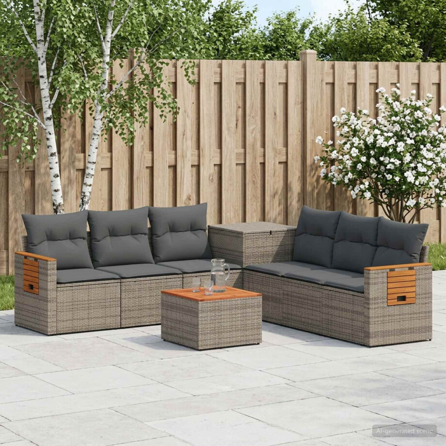 vidaXL Bankstel 8 st Grijs en Donkergrijs Poly Rattan en Staal vidaXL Bankstel 8 st Grijs en Donkergrijs Poly Rattan en Staal afbeelding 1