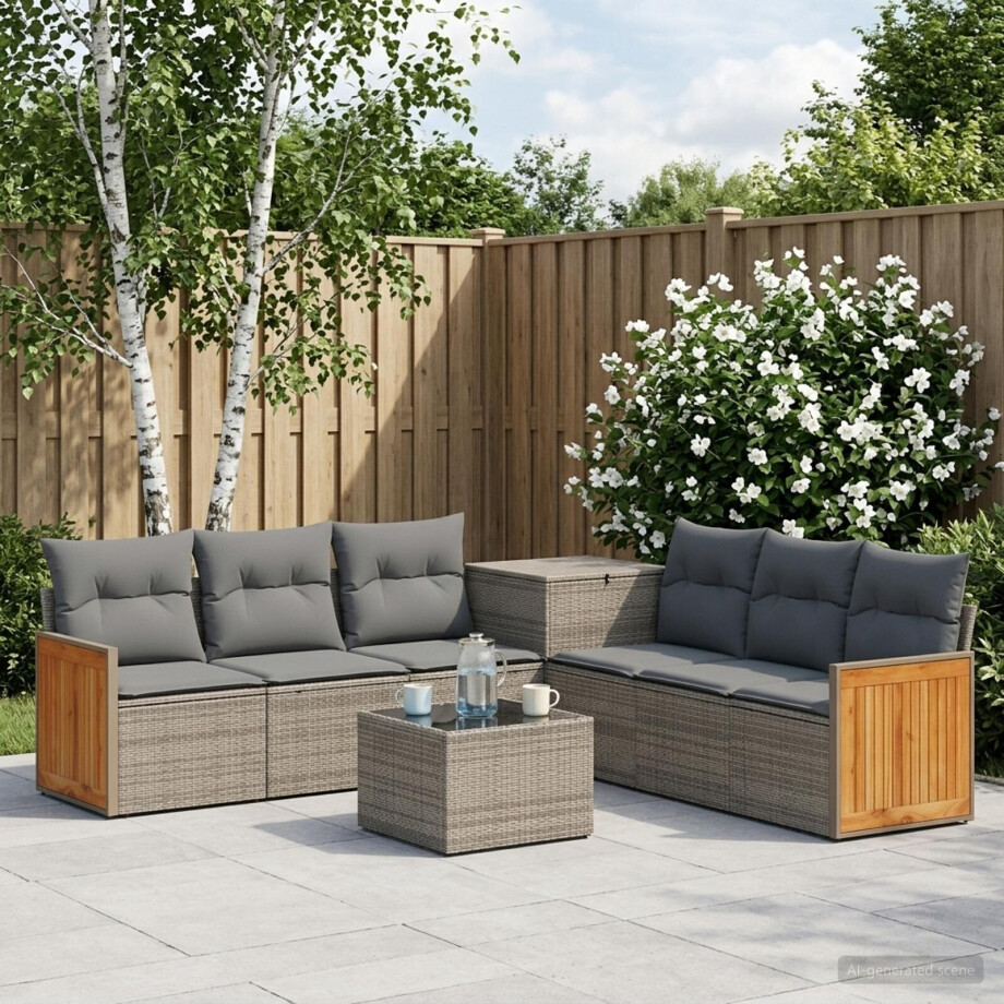 vidaXL Bankstel 8 st Grijs en Donkergrijs Poly Rattan en Staal vidaXL Bankstel 8 st Grijs en Donkergrijs Poly Rattan en Staal afbeelding 1