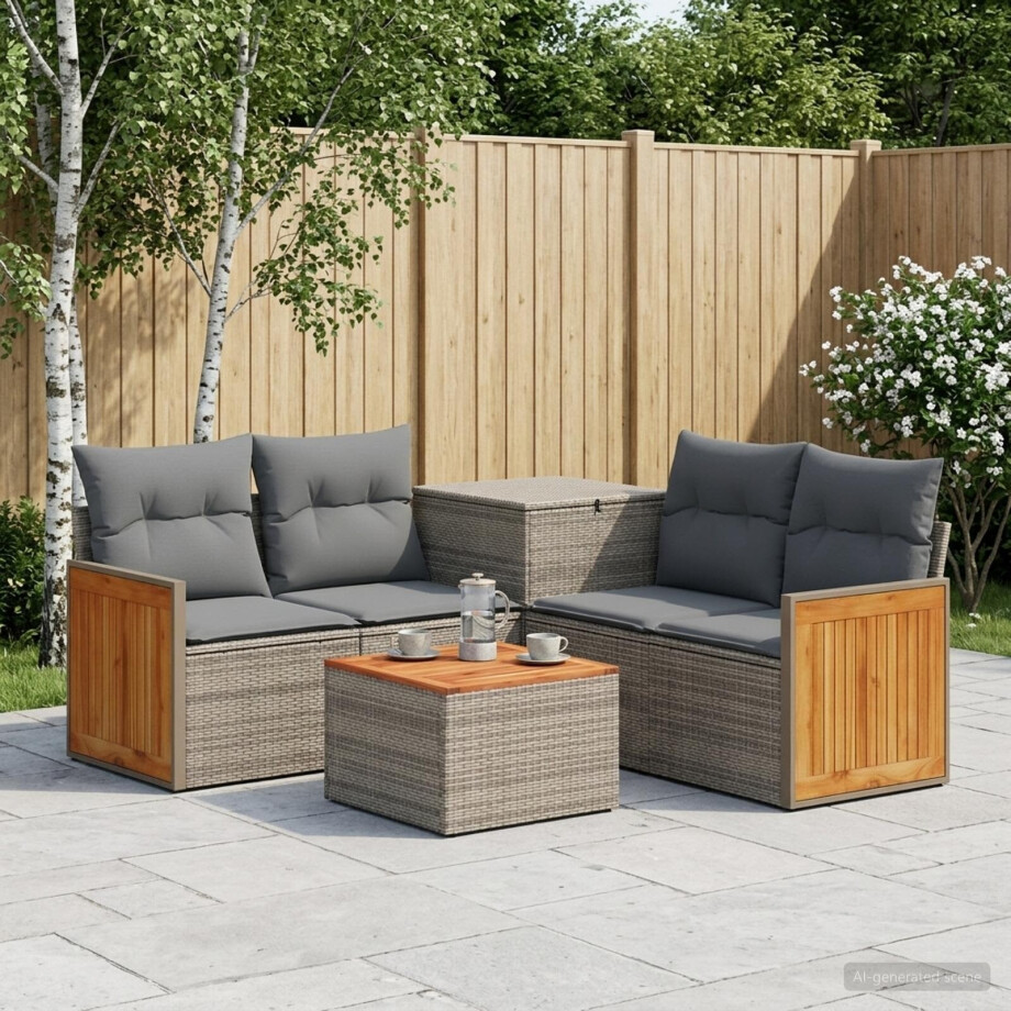 vidaXL Bankstel 8 st Grijs en Donkergrijs Poly Rattan en Staal vidaXL Bankstel 8 st Grijs en Donkergrijs Poly Rattan en Staal afbeelding 1