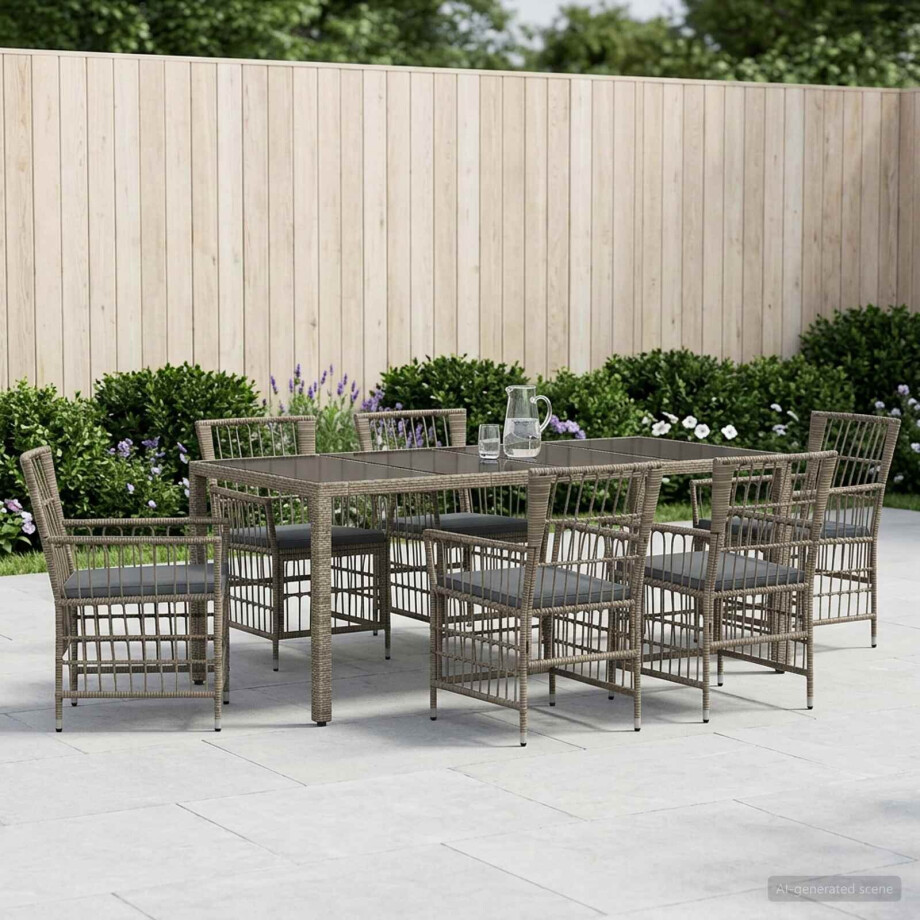 vidaXL Buiten eettafelset 7 st Grijs poly rattan vidaXL Buiten eettafelset 7 st Grijs poly rattan afbeelding 1