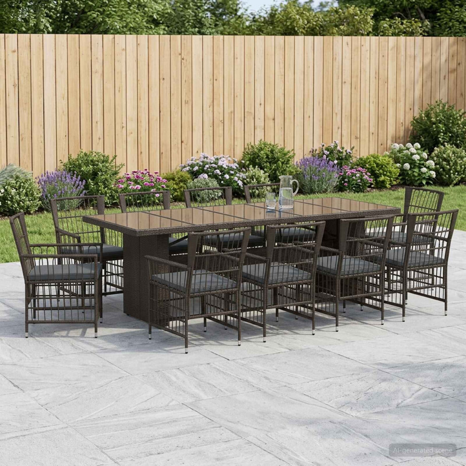 vidaXL Buiten eettafelset 11 st Zwart poly rattan vidaXL Buiten eettafelset 11 st Zwart poly rattan afbeelding 1