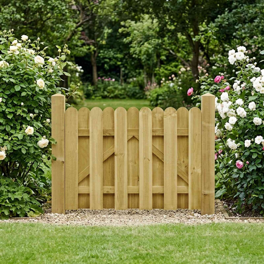 vidaXL Tuinpoort 100 x 75 cm Massief grenenhout Groen afbeelding 1