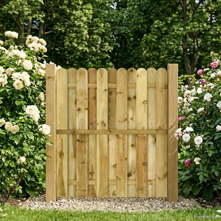 vidaXL Tuinpoort 100 x 125 cm Massief grenenhout Groen afbeelding 1