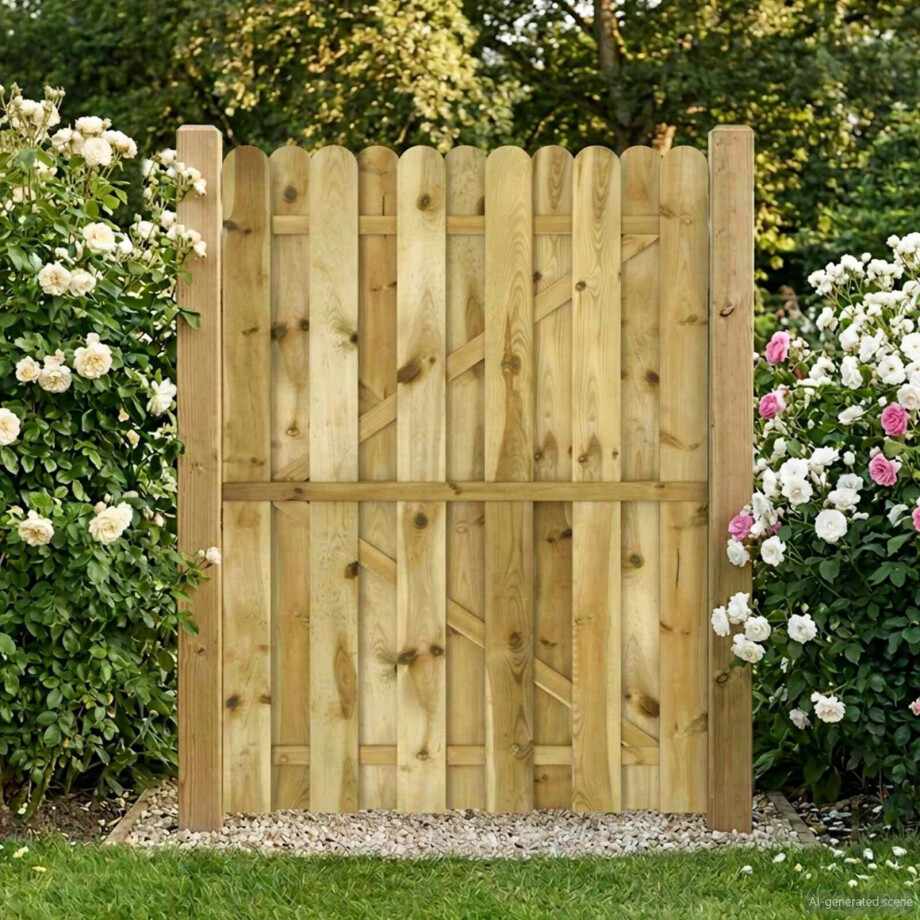 vidaXL Tuinpoort 100 x 150 cm Massief grenenhout Groen vidaXL Tuinpoort 100 x 150 cm Massief grenenhout Groen afbeelding 1