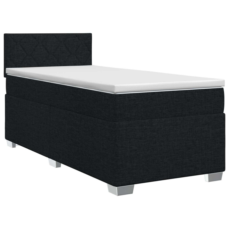 vidaXL Boxspringbed met matras met hoofdeinde Zwart 80 x 200 cm Stof afbeelding 1