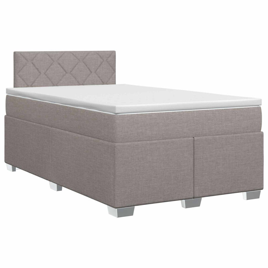 vidaXL Boxspringbed met matras met hoofdeinde Taupe 120 x 200 cm Stof afbeelding 1