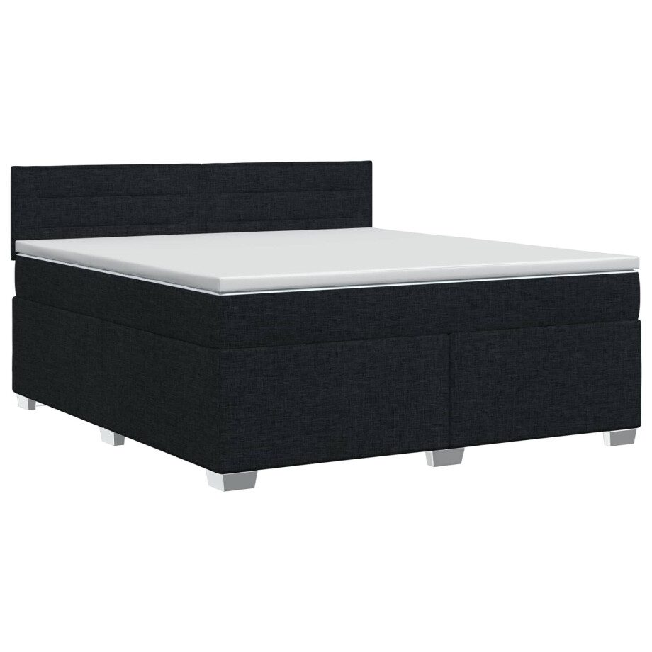 vidaXL Boxspringbed met matras met hoofdeinde Zwart 160 x 200 cm Stof vidaXL Boxspringbed met matras met hoofdeinde Zwart 160 x 200 cm Stof afbeelding 1