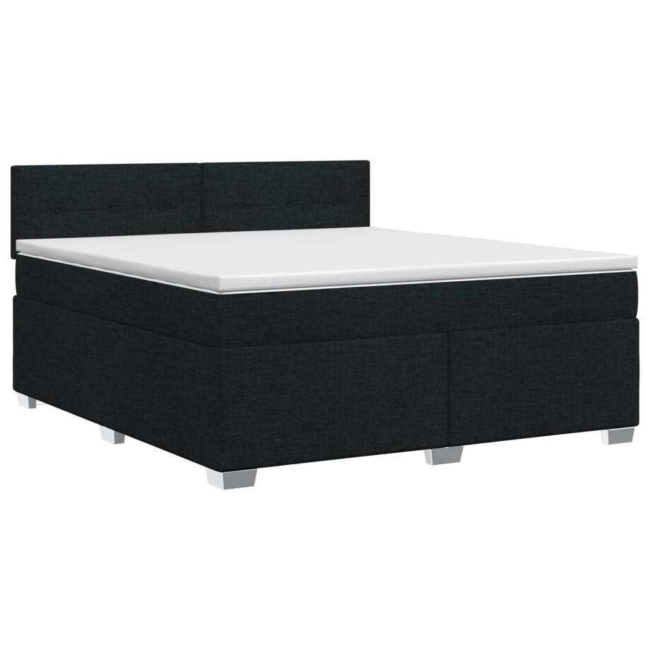 vidaXL Boxspringbed met matras met hoofdeinde Zwart 160 x 200 cm Stof vidaXL Boxspringbed met matras met hoofdeinde Zwart 160 x 200 cm Stof afbeelding 1