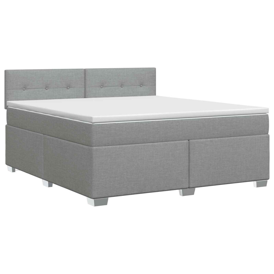 vidaXL Boxspringbed met matras Lichtgrijs 180 x 200 cm Stof afbeelding 1