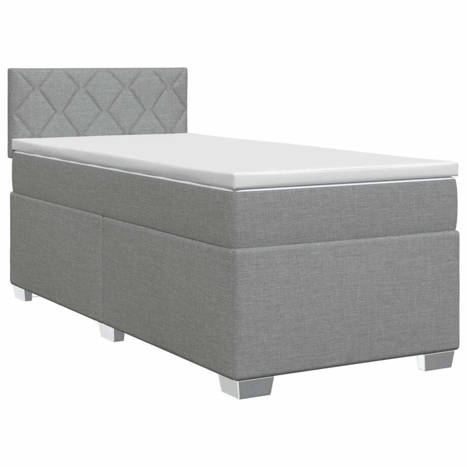 vidaXL Boxspringbed met matras Lichtgrijs 90 x 190cm Stof vidaXL Boxspringbed met matras Lichtgrijs 90 x 190cm Stof afbeelding 1