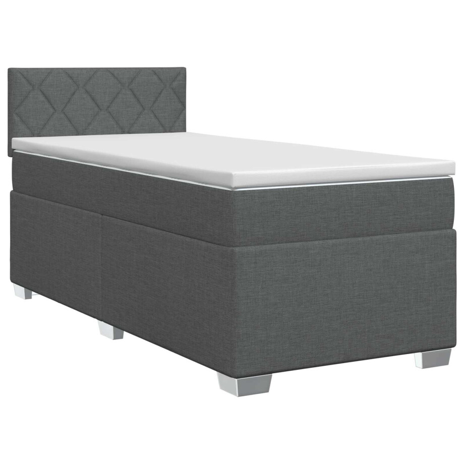 vidaXL Boxspringbed met matras Donkergrijs 90 x 190cm Stof vidaXL Boxspringbed met matras Donkergrijs 90 x 190cm Stof afbeelding 1