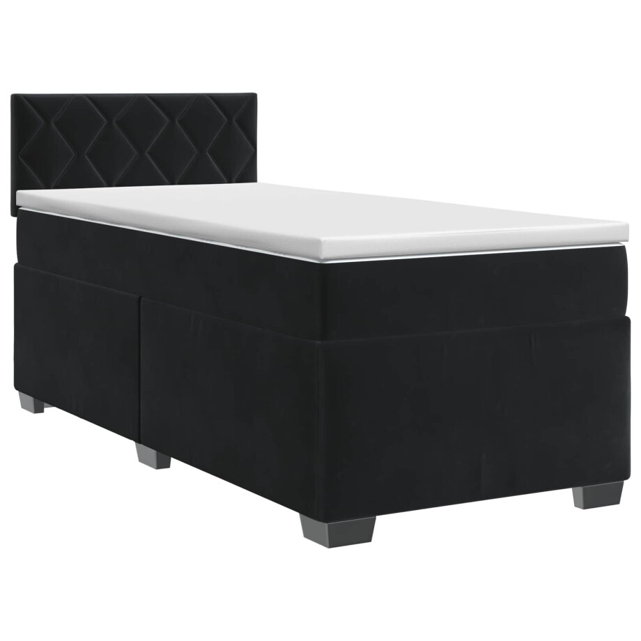 vidaXL Boxspringbed met matras Zwart 80 x 200 cm Fluweel vidaXL Boxspringbed met matras Zwart 80 x 200 cm Fluweel afbeelding 1