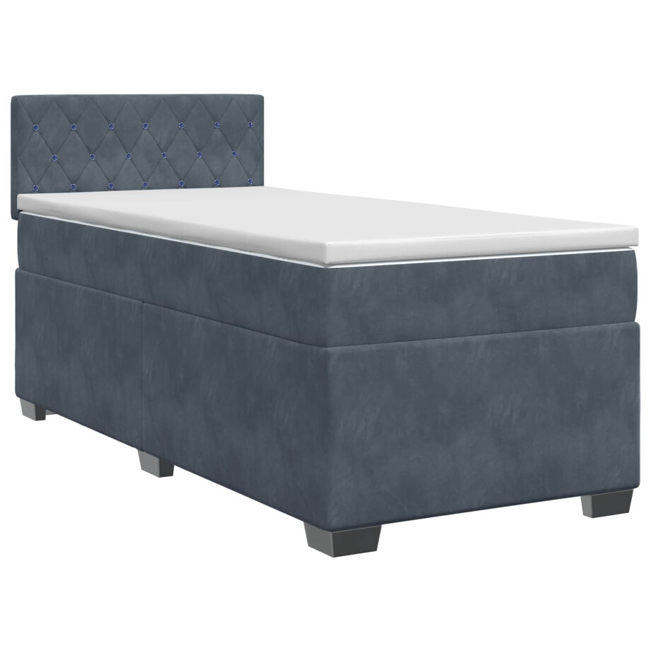 vidaXL Boxspringbed met matras Donkergrijs 100 x 200 cm Fluweel vidaXL Boxspringbed met matras Donkergrijs 100 x 200 cm Fluweel afbeelding 1