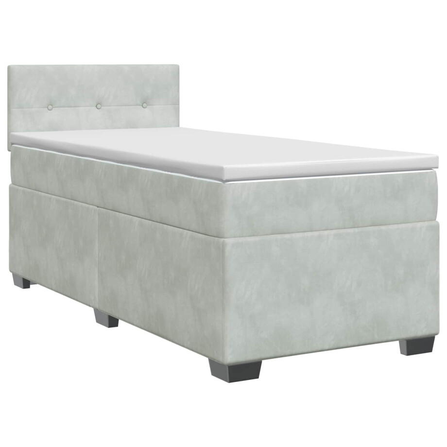 vidaXL Boxspringbed met matras Lichtgrijs 100 x 200 cm Fluweel vidaXL Boxspringbed met matras Lichtgrijs 100 x 200 cm Fluweel afbeelding 1