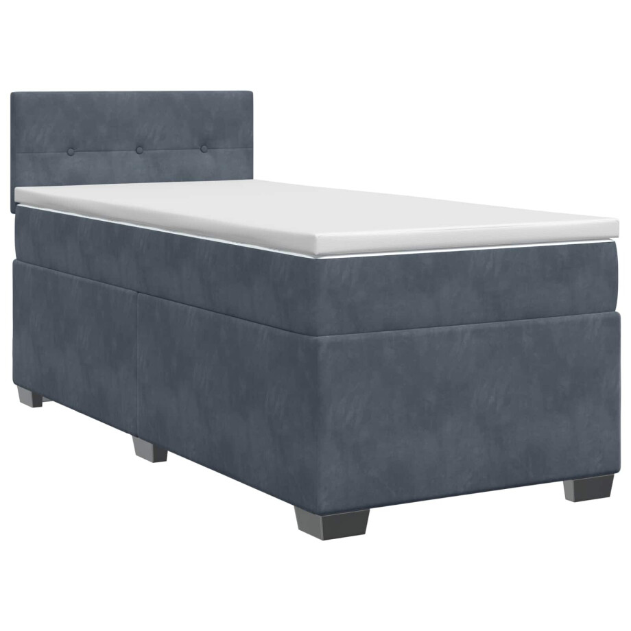 vidaXL Boxspringbed met matras Donkergrijs 100 x 200 cm Fluweel vidaXL Boxspringbed met matras Donkergrijs 100 x 200 cm Fluweel afbeelding 1
