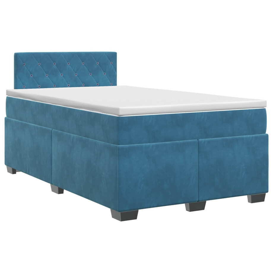 vidaXL Boxspringbed met matras Blauw 120 x 190 cm Fluweel afbeelding 1