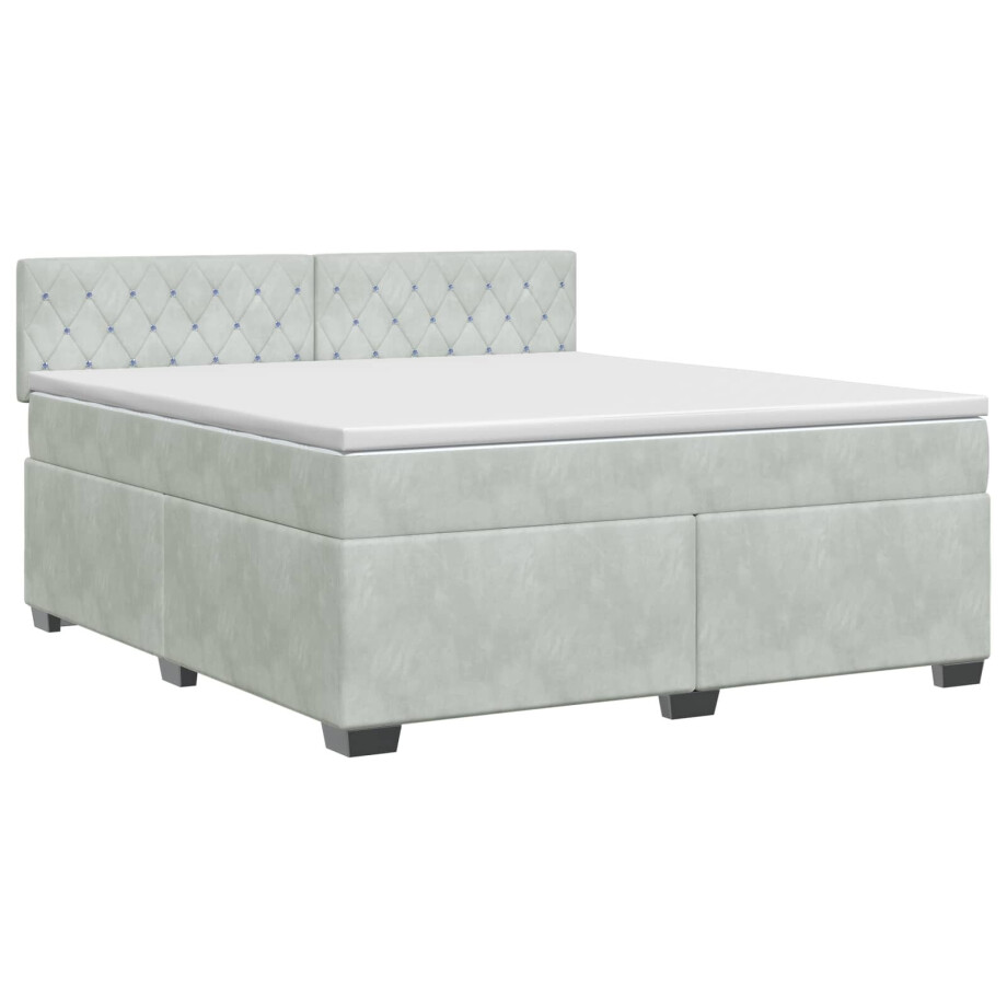 vidaXL Boxspringbed met matras Lichtgrijs 140 x 200 cm Fluweel afbeelding 1