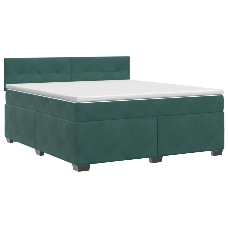 vidaXL Boxspringbed met matras Donkergroen 140 x 200 cm Fluweel vidaXL Boxspringbed met matras Donkergroen 140 x 200 cm Fluweel afbeelding 1