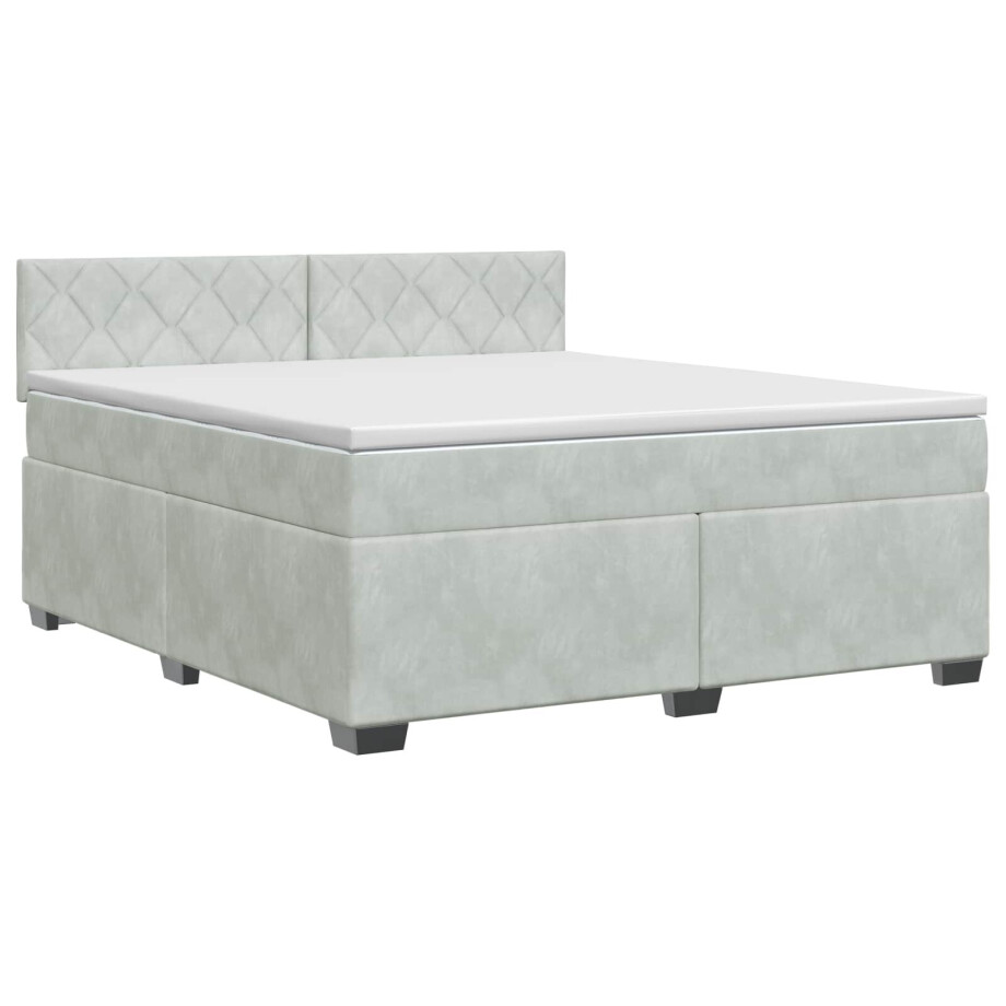 vidaXL Boxspringbed met matras Lichtgrijs 140 x 200 cm Fluweel afbeelding 1