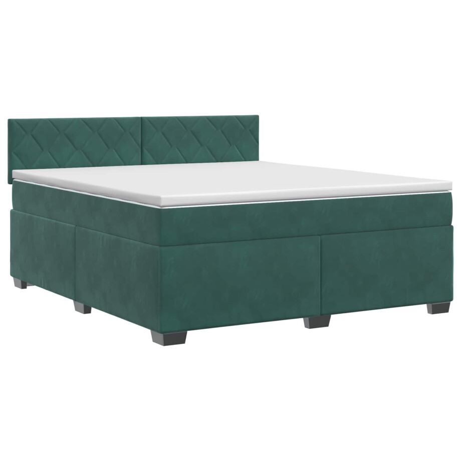 vidaXL Boxspringbed met matras Donkergroen 140 x 200 cm Fluweel vidaXL Boxspringbed met matras Donkergroen 140 x 200 cm Fluweel afbeelding 1