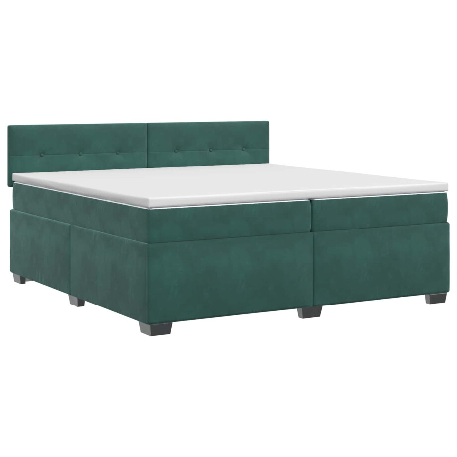 vidaXL Boxspringbed met matras Donkergroen 200 x 200 cm Fluweel afbeelding 1