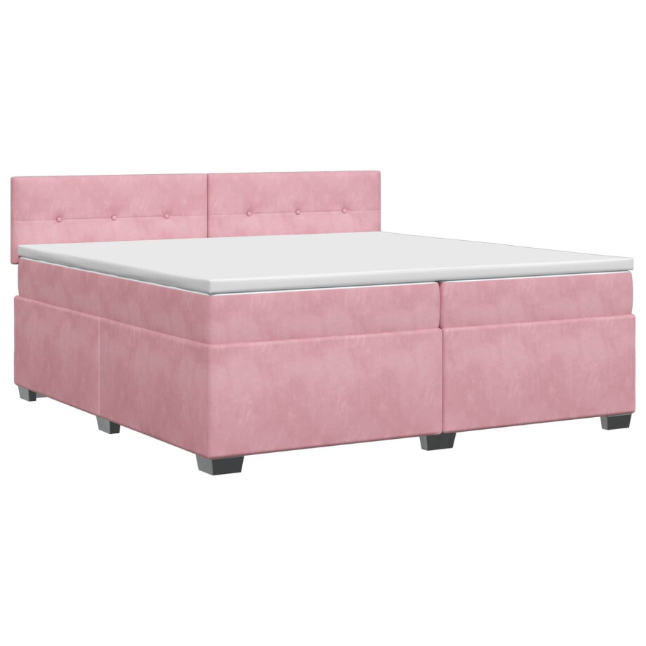 vidaXL Boxspringbed met matras Roze 200 x 200 cm Fluweel vidaXL Boxspringbed met matras Roze 200 x 200 cm Fluweel afbeelding 1