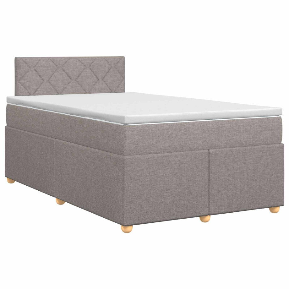 vidaXL Boxspringbed met matras met hoofdeinde Taupe 120 x 200 cm Stof afbeelding 1