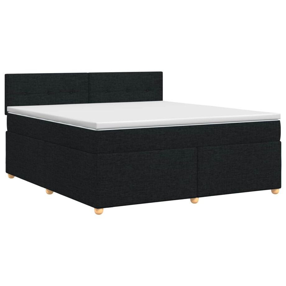 vidaXL Boxspringbed met matras met hoofdeinde Zwart 160 x 200 cm Stof vidaXL Boxspringbed met matras met hoofdeinde Zwart 160 x 200 cm Stof afbeelding 1