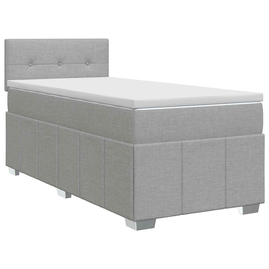 vidaXL Boxspringbed met matras Lichtgrijs 90 x 200 cm Stof vidaXL Boxspringbed met matras Lichtgrijs 90 x 200 cm Stof afbeelding 1