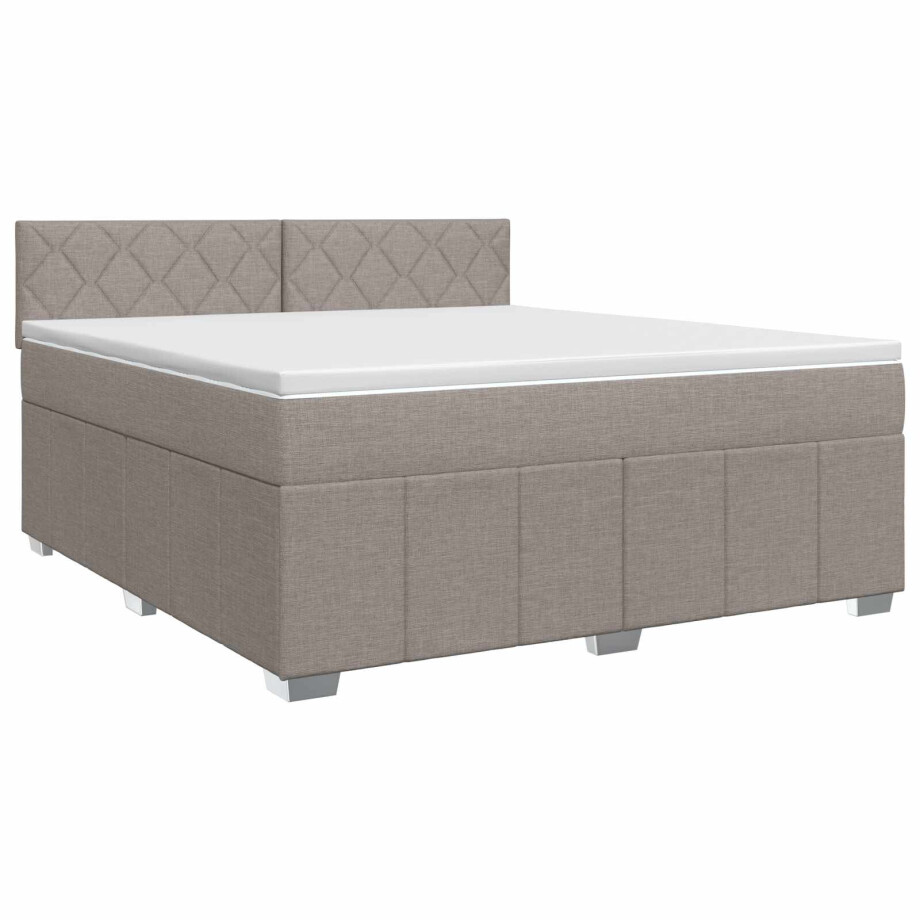 vidaXL Boxspringbed met matras met hoofdeinde Taupe 160 x 200 cm Stof afbeelding 1