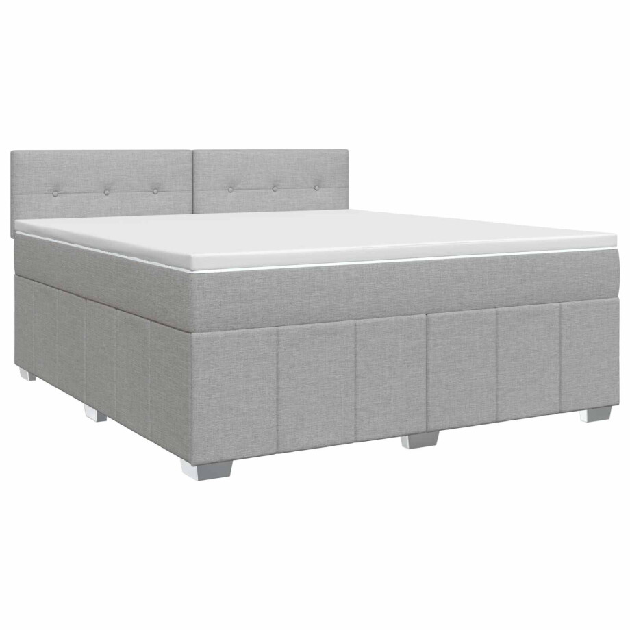vidaXL Boxspringbed met matras Lichtgrijs 180 x 200 cm Stof afbeelding 1