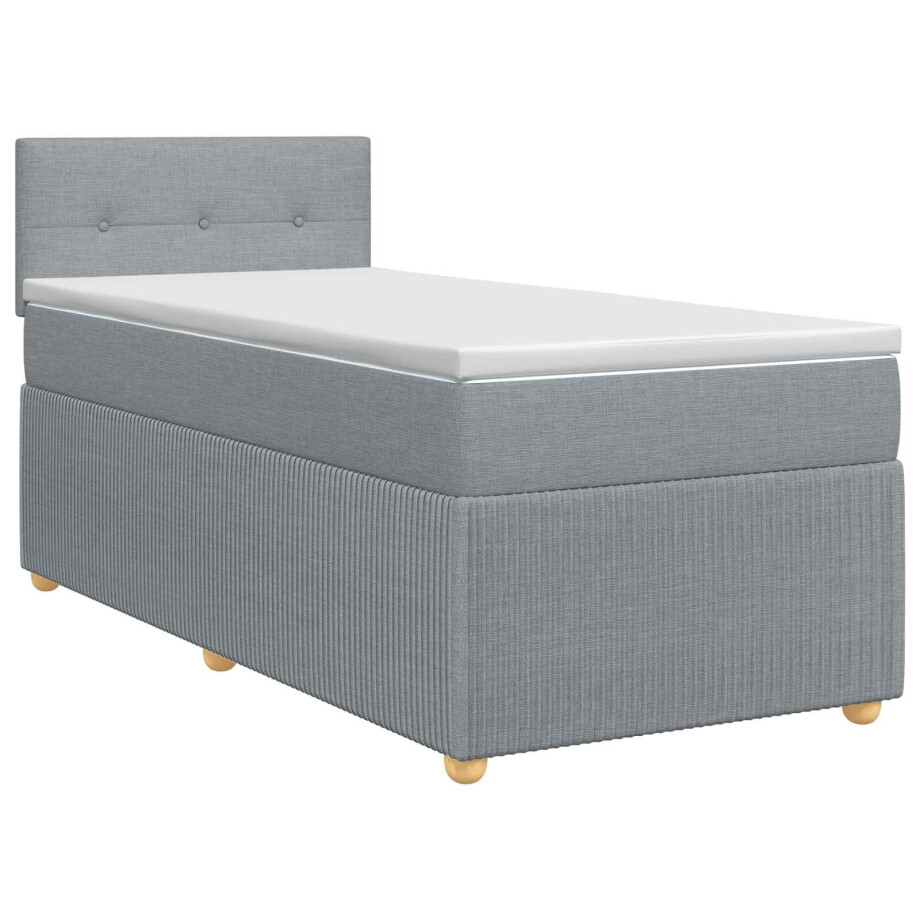vidaXL Boxspringbed met matras Lichtgrijs 90 x 200 cm Stof vidaXL Boxspringbed met matras Lichtgrijs 90 x 200 cm Stof afbeelding 1