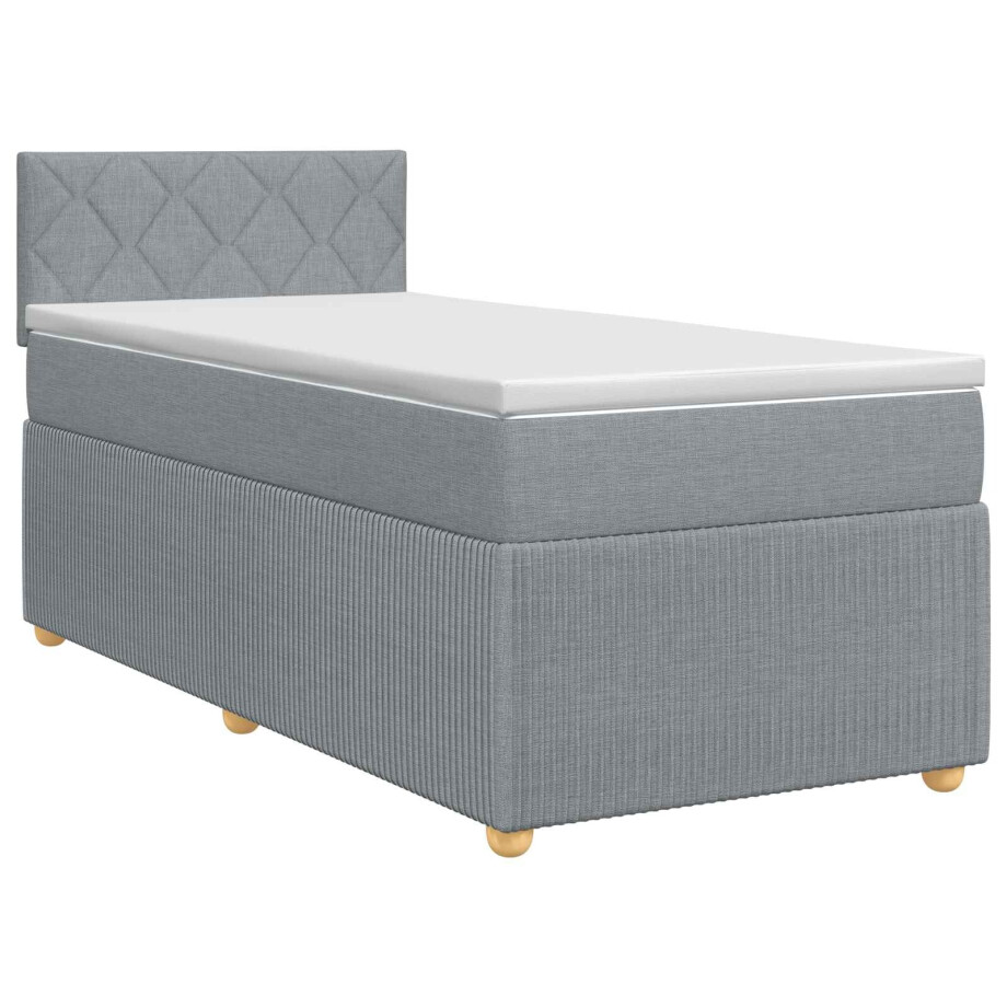 vidaXL Boxspringbed met matras Lichtgrijs 90 x 200 cm Stof vidaXL Boxspringbed met matras Lichtgrijs 90 x 200 cm Stof afbeelding 1
