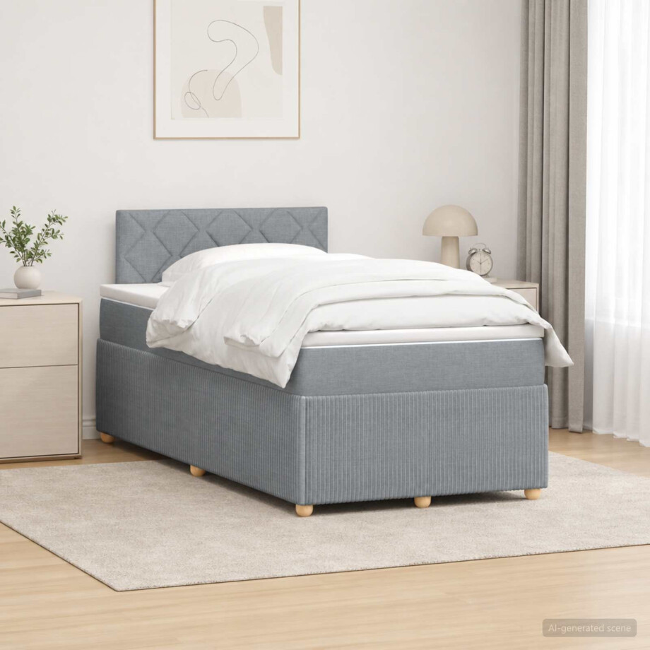 vidaXL Boxspringbed met matras Lichtgrijs 120 x 190 cm Stof afbeelding 1